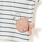 Boys 2 Pc Set ?Little Angler? Striped Anglerfish Tee & Pocketed Shorts Set