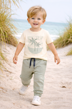 Boys 2 Pc Set ?Surf Club? Palm-Print Tee & Rib-Knit Joggers Set