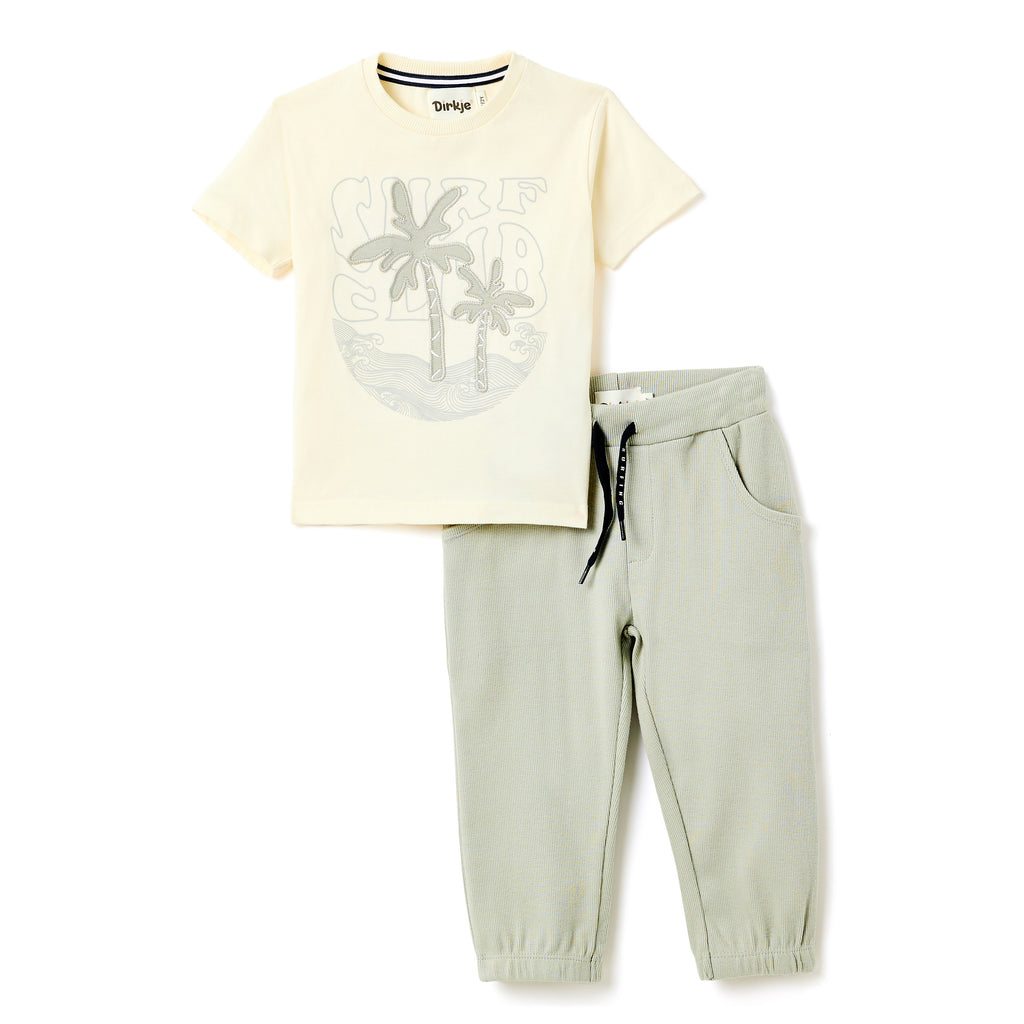 Boys 2 Pc Set ?Surf Club? Palm-Print Tee & Rib-Knit Joggers Set