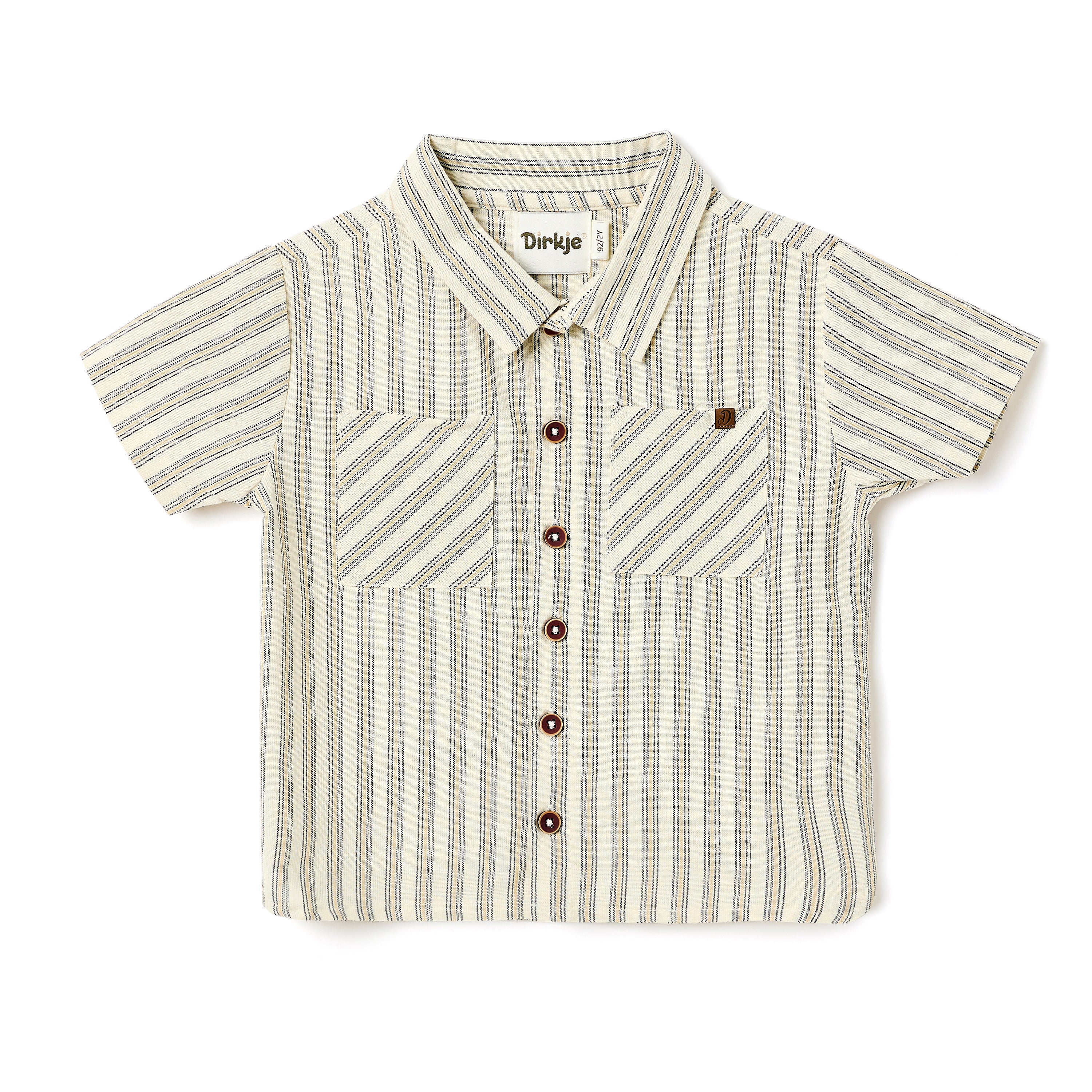 Boys 2 Pc Set ?Coastal Stripe? Collared Button-Front Shirt & Draw-Waist Shorts Set
