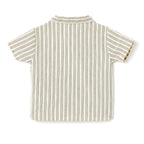 Boys 2 Pc Set ?Coastal Stripe? Collared Button-Front Shirt & Draw-Waist Shorts Set