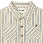 Boys 2 Pc Set ?Coastal Stripe? Collared Button-Front Shirt & Draw-Waist Shorts Set