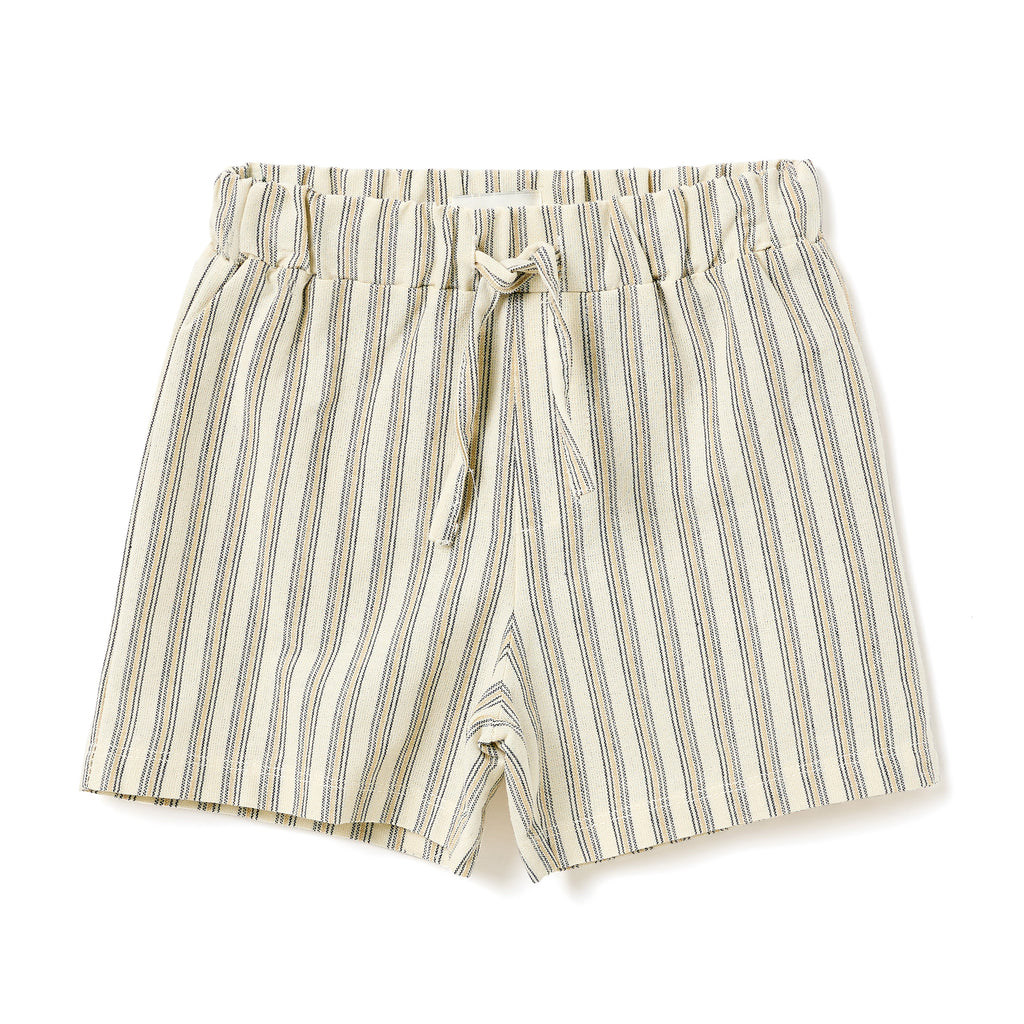 Boys 2 Pc Set ?Coastal Stripe? Collared Button-Front Shirt & Draw-Waist Shorts Set