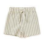 Boys 2 Pc Set ?Coastal Stripe? Collared Button-Front Shirt & Draw-Waist Shorts Set