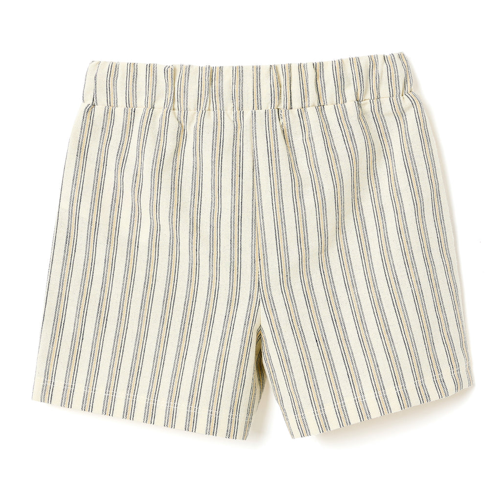 Boys 2 Pc Set ?Coastal Stripe? Collared Button-Front Shirt & Draw-Waist Shorts Set