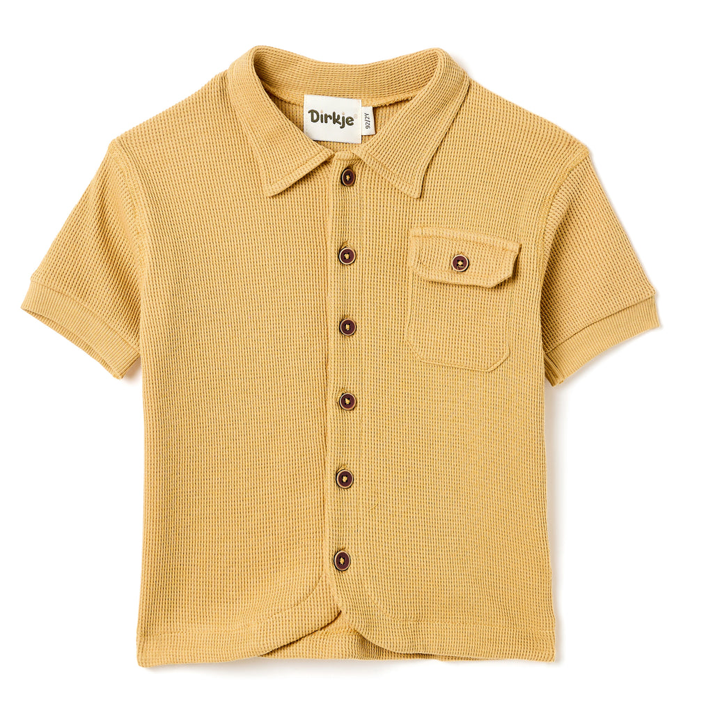 Boys 2 Pc Set ?Sunlit Waffle? Collared Shirt & Roll-Cuff Shorts Set