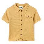 Boys 2 Pc Set ?Sunlit Waffle? Collared Shirt & Roll-Cuff Shorts Set