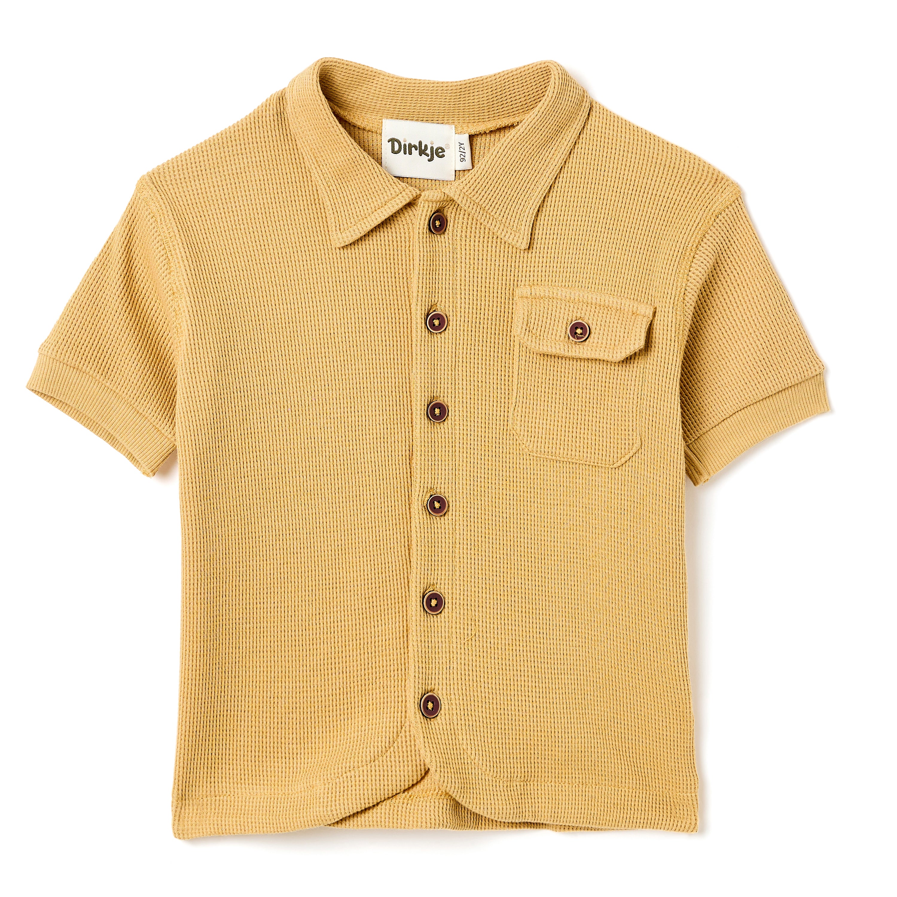 Boys 2 Pc Set ?Sunlit Waffle? Collared Shirt & Roll-Cuff Shorts Set