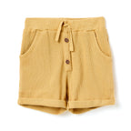 Boys 2 Pc Set ?Sunlit Waffle? Collared Shirt & Roll-Cuff Shorts Set