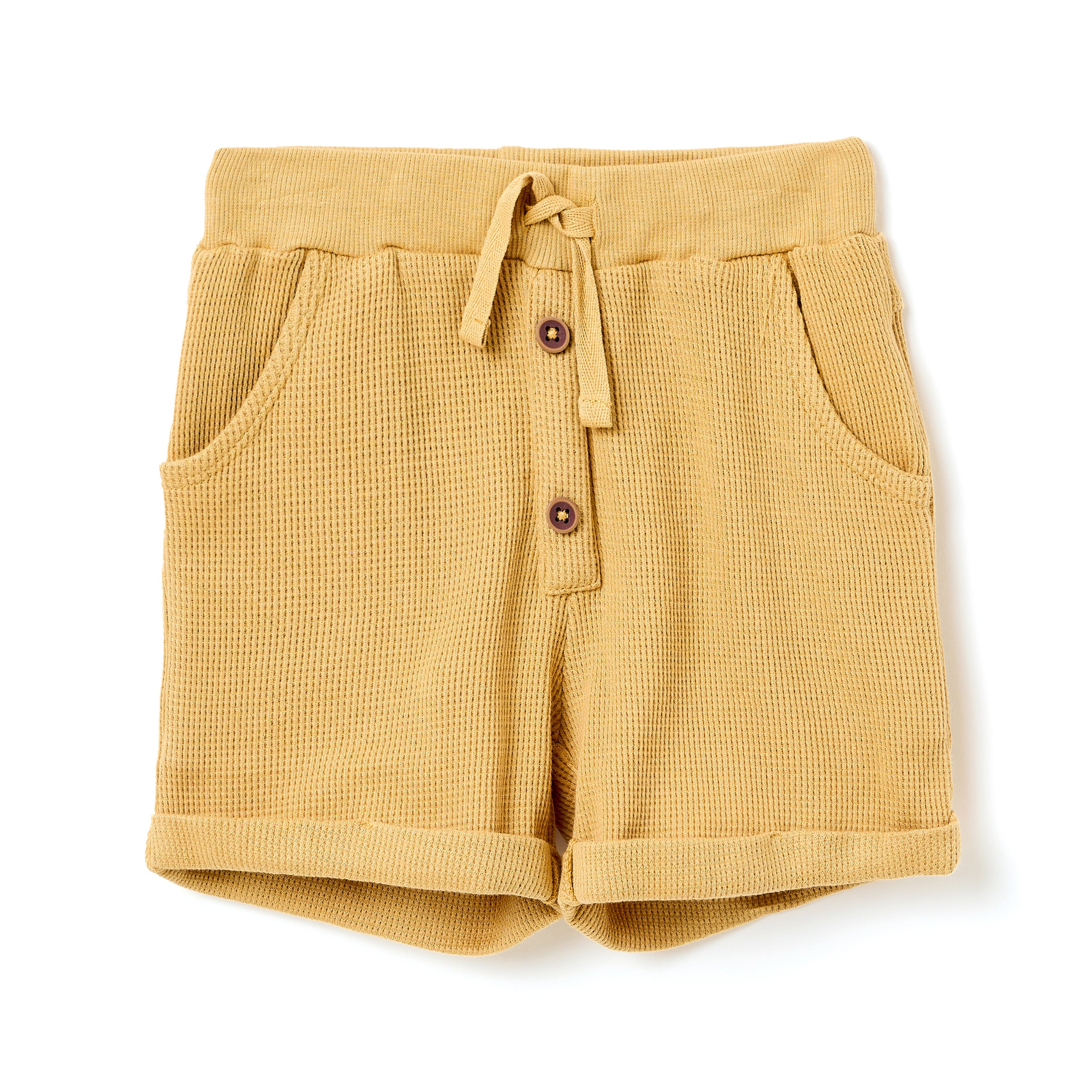 Boys 2 Pc Set ?Sunlit Waffle? Collared Shirt & Roll-Cuff Shorts Set