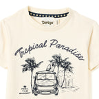 Boys 2 Pc Set ?Tropical Wheels? Cotton Tee & Striped-Waistband Shorts Set