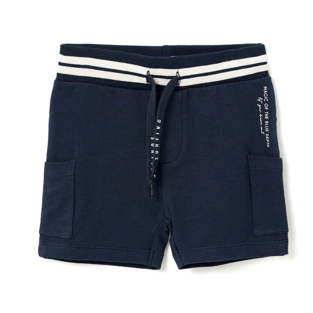 Boys 2 Pc Set ?Tropical Wheels? Cotton Tee & Striped-Waistband Shorts Set