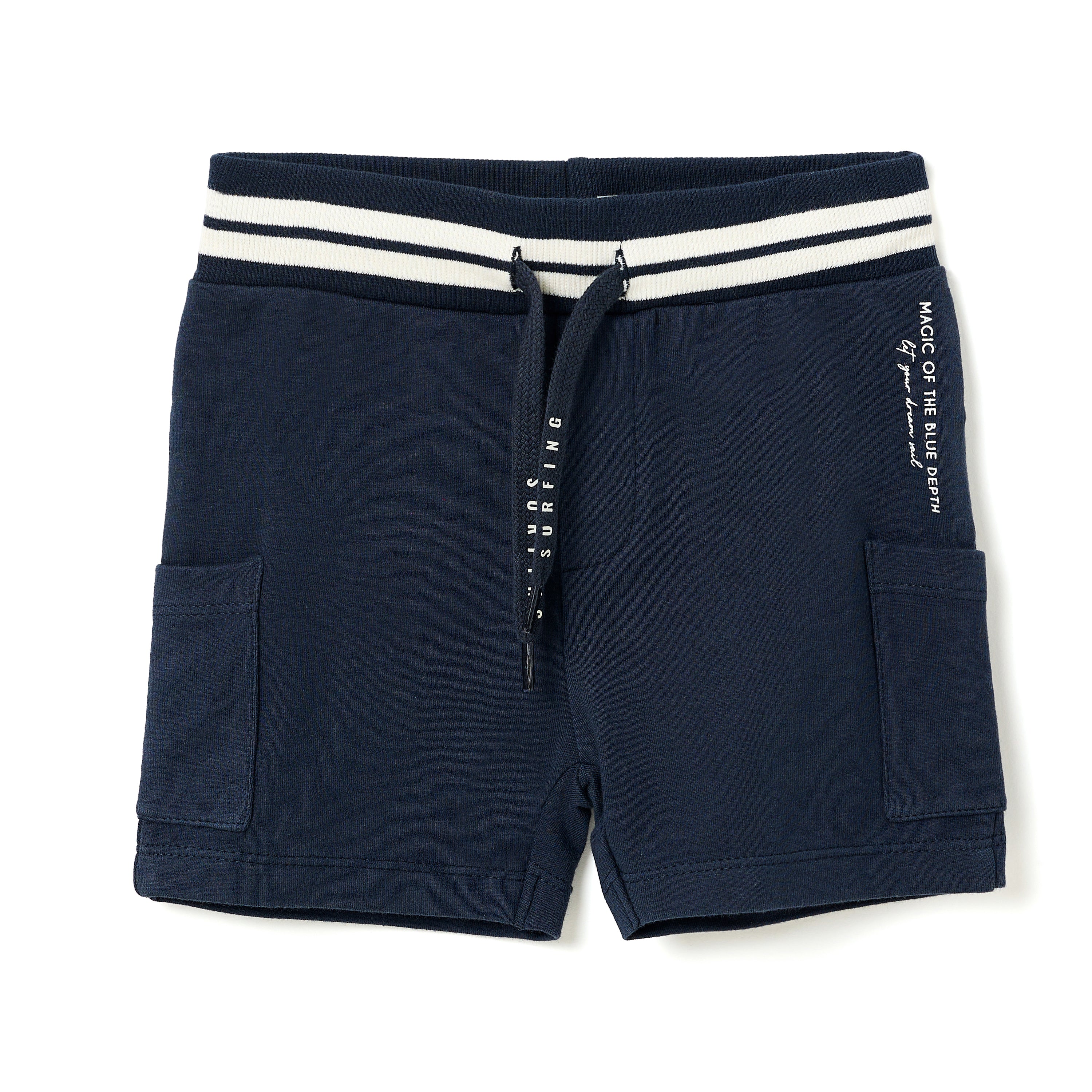 Boys 2 Pc Set ?Tropical Wheels? Cotton Tee & Striped-Waistband Shorts Set