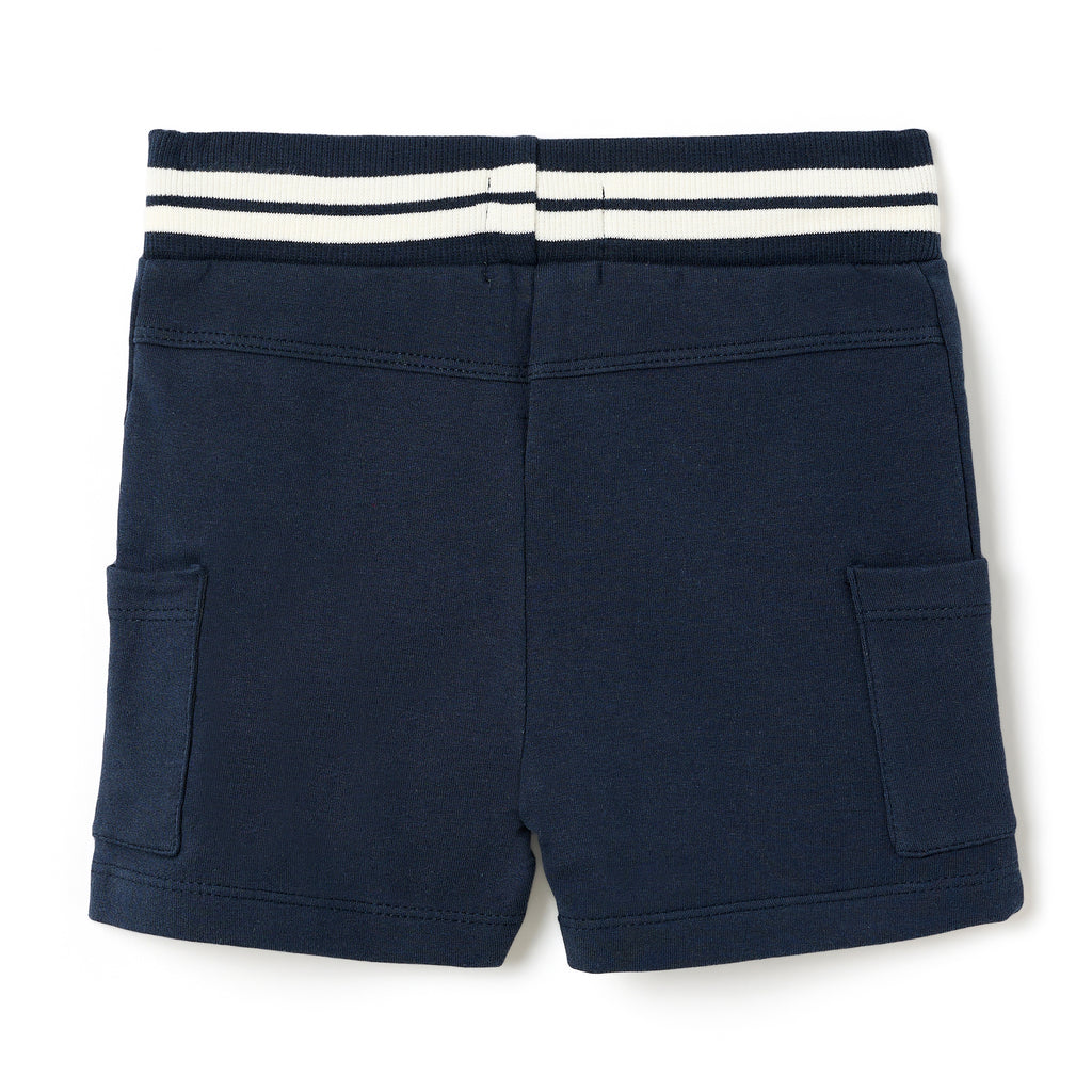 Boys 2 Pc Set ?Tropical Wheels? Cotton Tee & Striped-Waistband Shorts Set