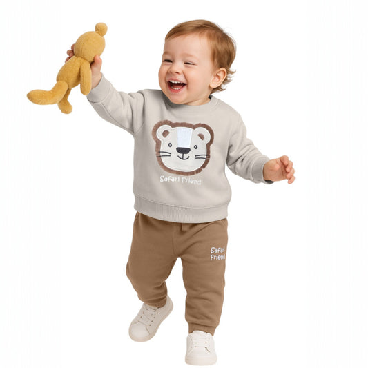 Baby Boys’ 2-Piece Set – “Safari Friend” Lion Sweatshirt & Joggers Set