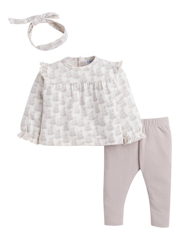 Dirkje Baby Girls 3-Piece Printed Top, Leggings & Headband Set