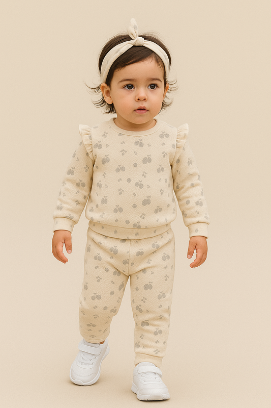 Dirkje Baby Girls 3-Piece Printed Sweatshirt, Joggers & Headband Set