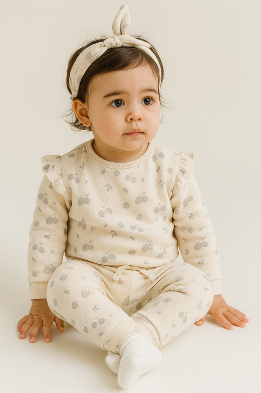 Dirkje Baby Girls 3-Piece Printed Sweatshirt, Joggers & Headband Set