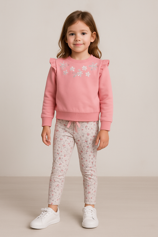Dirkje Girls Floral Sweatshirt & Joggers Set