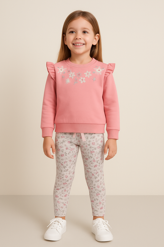 Dirkje Girls Floral Sweatshirt & Joggers Set