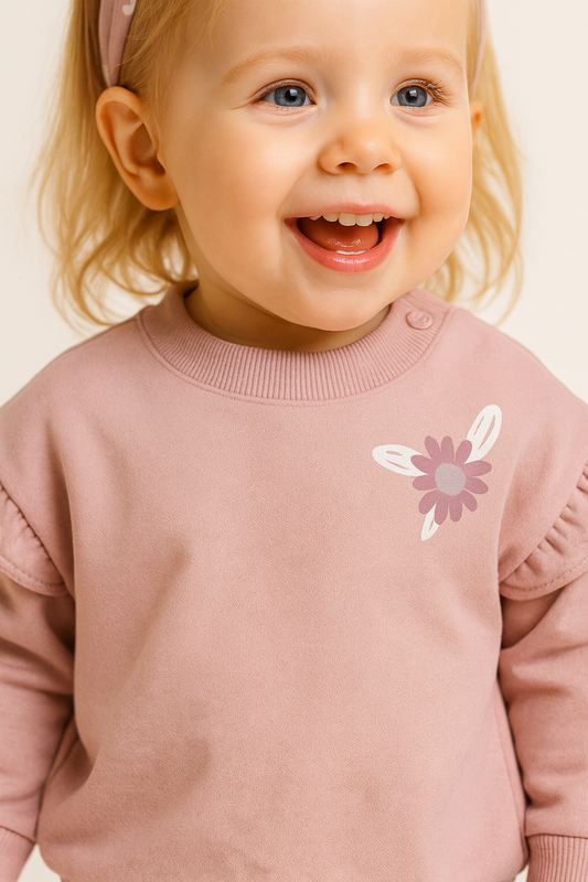 Girls Pink Floral Ruffle Fleece 3-Piece Set (12 M-4 Y)
