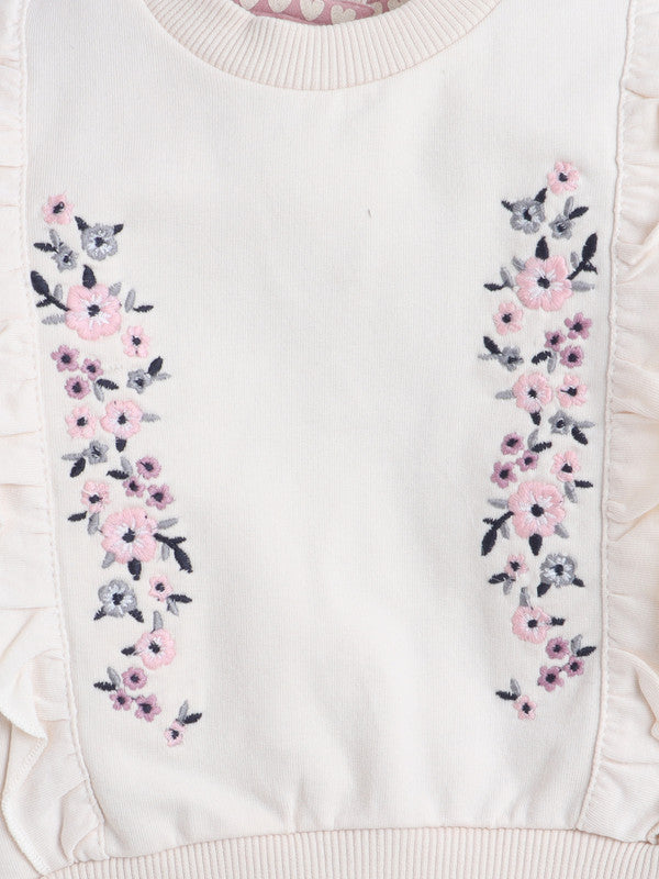 Dirkje 3-Piece Ruffled Floral Sweatshirt with Matching Pants & Headband Set