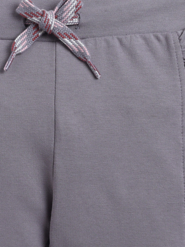 Girls Floral Chenille Fleece Tracksuit – Dusty Rose & Grey 2-Piece Set