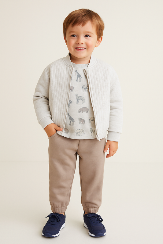 Dirkje 3-Piece Boys Animal Print Jacket Set - 12M to 4Y