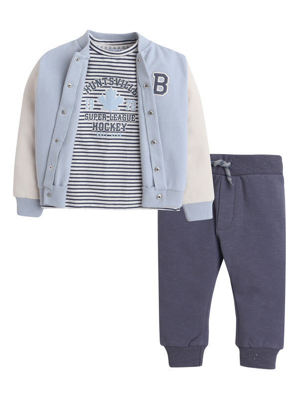 Boys Varsity 3-Piece Fleece Set – Sky Blue & Charcoal