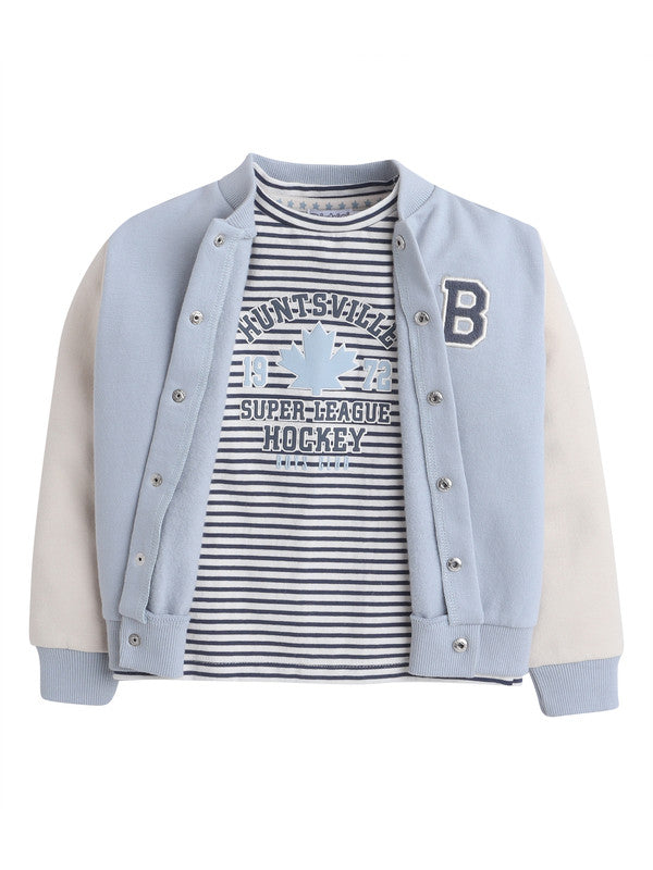 Boys Varsity 3-Piece Fleece Set – Sky Blue & Charcoal