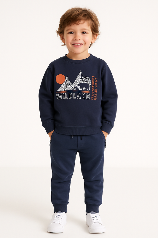 Boys Wildland Fleece Tracksuit – Grey 2-Piece Set