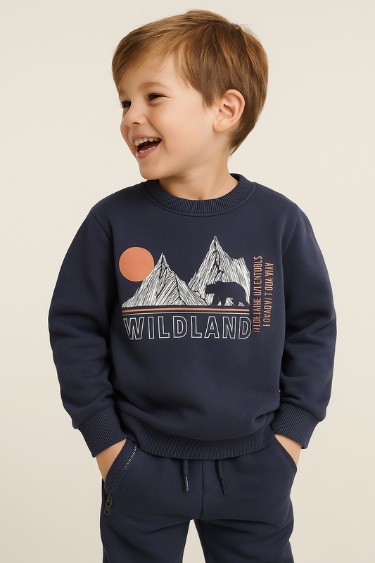 Boys Wildland Fleece Tracksuit – Grey 2-Piece Set