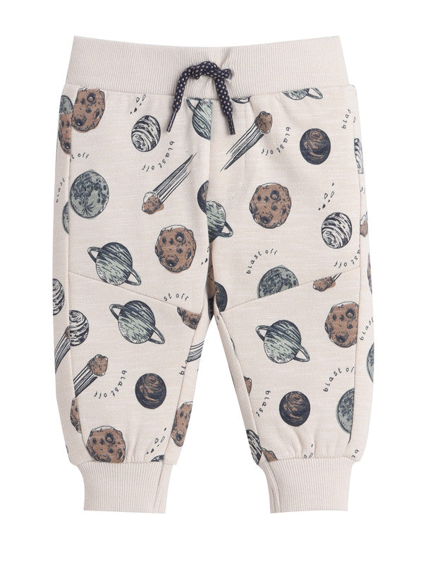 Baby Boys “Need Space” Fleece Tracksuit – Navy & Cream 2-Piece Set