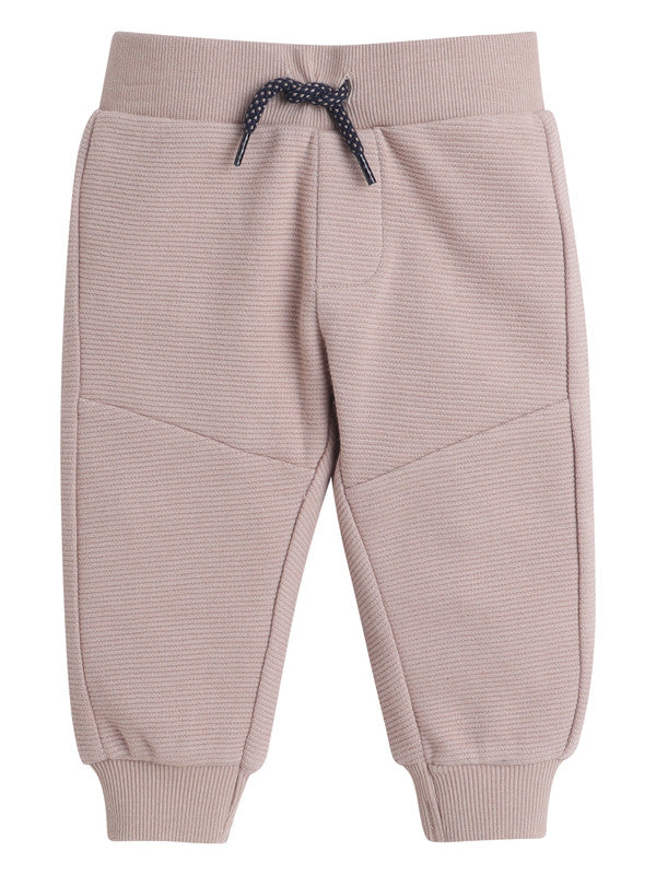 Boys Colorblock Fleece Tracksuit – Beige & Navy 2-Piece Set
