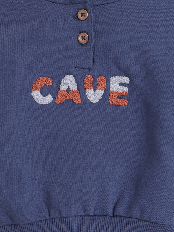 Boys “M.A.N. Cave” Fleece Hoodie & Joggers Set – Navy & Coral