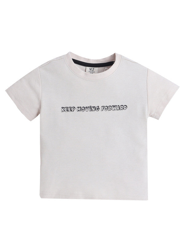 Junior Boys Beige ‘KEEP MOVING FORWARD’ Cotton T-shirt