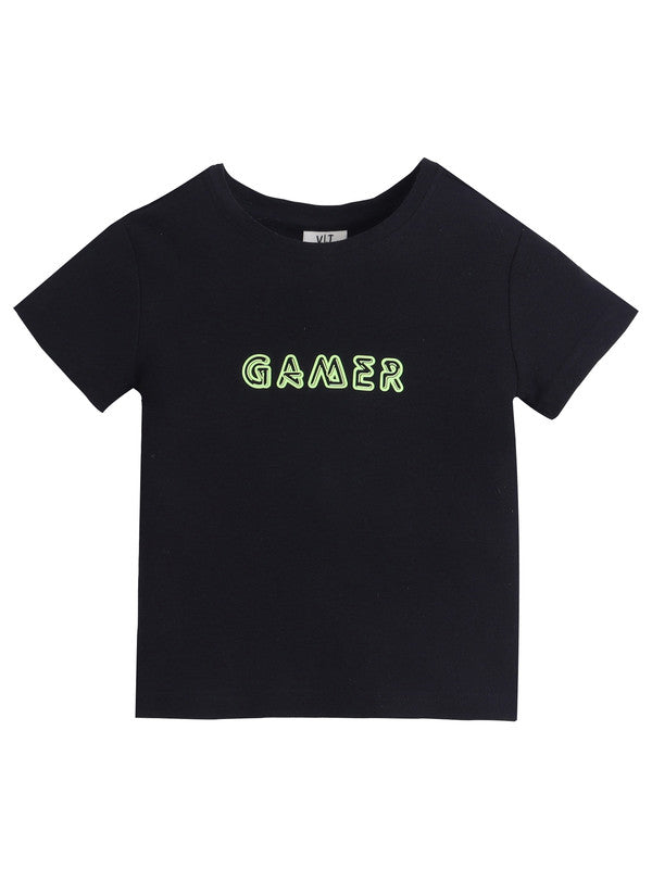 Junior Boys Black 'GAMER' Printed T-Shirt (2-9Y)