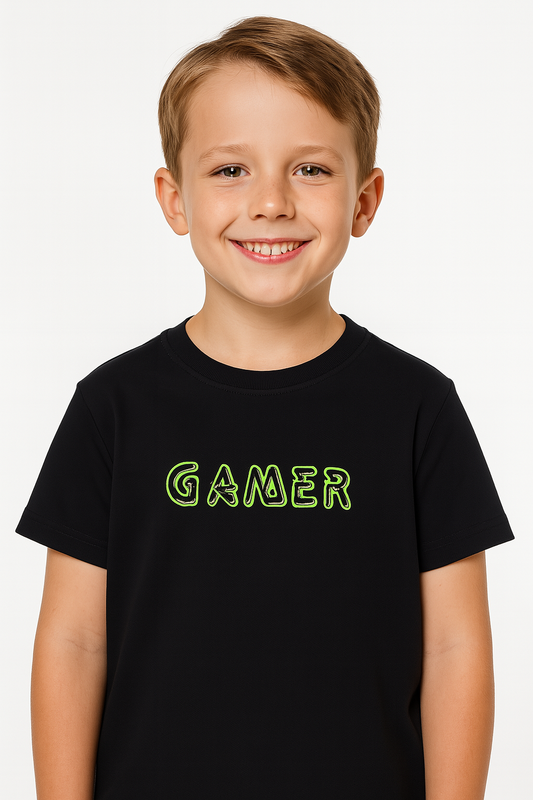 Junior Boys Black 'GAMER' Printed T-Shirt (2-9Y)