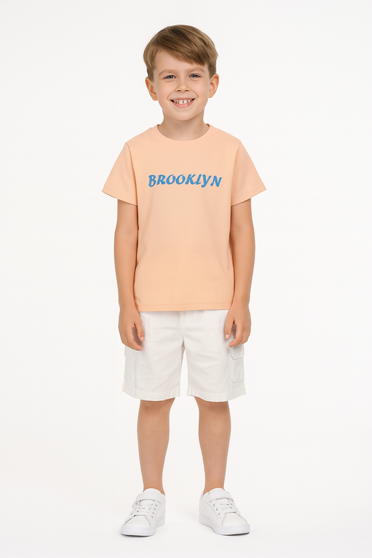 Junior Boys ‘BROOKLYN’ Graphic T-Shirt – Peach