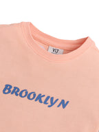 Pack Of 2 Slogan Print Cotton T-Shirt - Peach & White