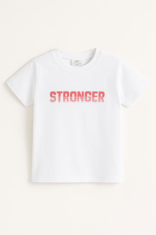 Junior Boys Slogan Print Cotton T-Shirt - White
