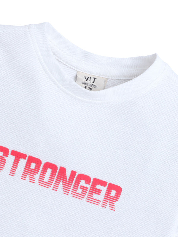 Junior Boys Slogan Print Cotton T-Shirt - White
