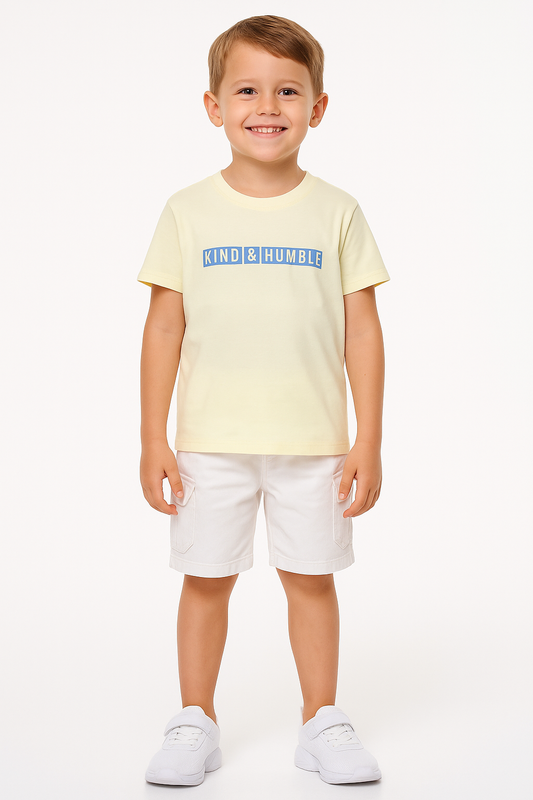 Junior Boys Slogan Print Cotton T-Shirt - Yellow