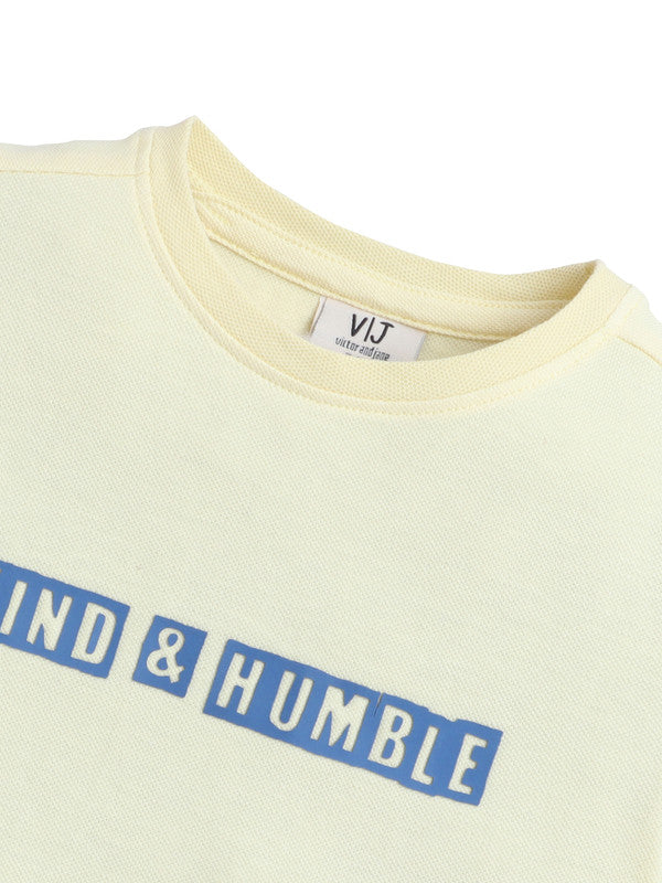Pack Of 2 Slogan Print Cotton T-Shirt - White & Light Yellow