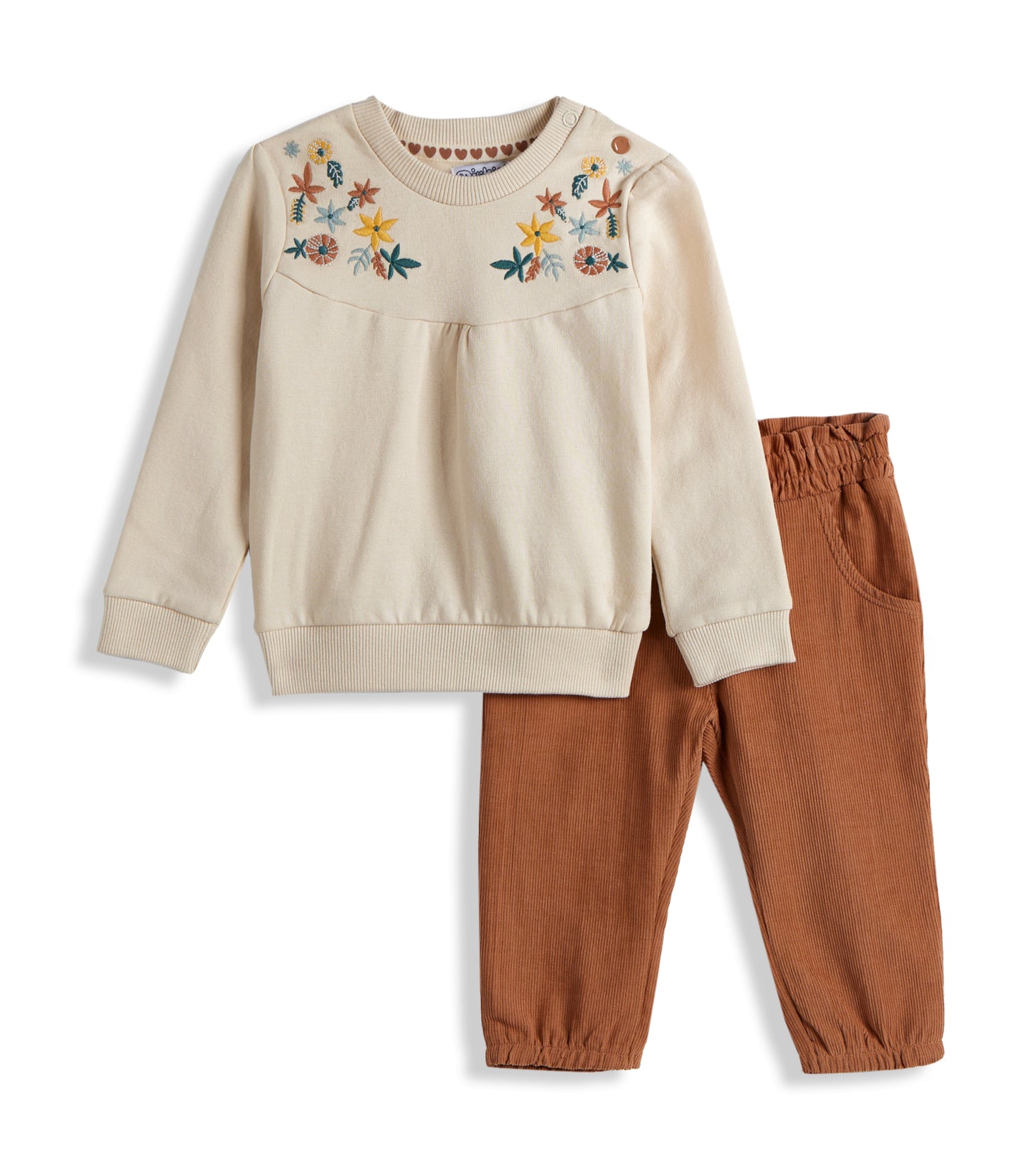 Dirkje Beige embroidered Top and Pants Set