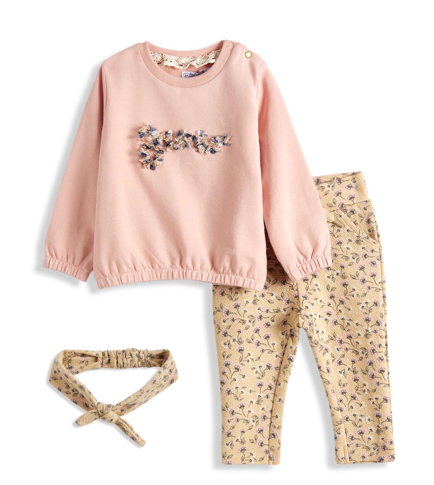 Dirkje Pink Top and printed Pants Set