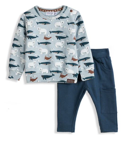 Dirkje Blue printed top and pants Set