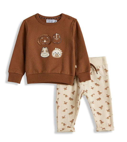 Dirkje brown top and printed pants Set