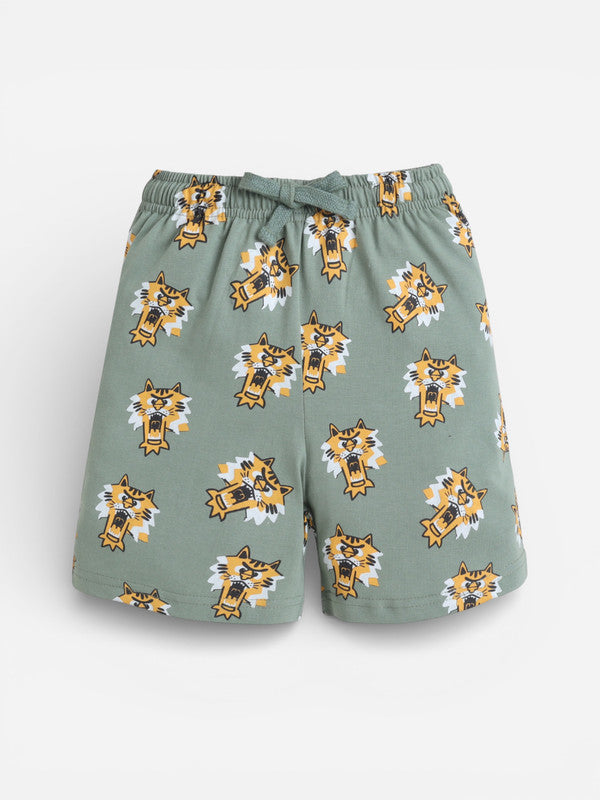 Boys Giraffe Print Cotton Pajama Set “ T-Shirt & Shorts Nightwear