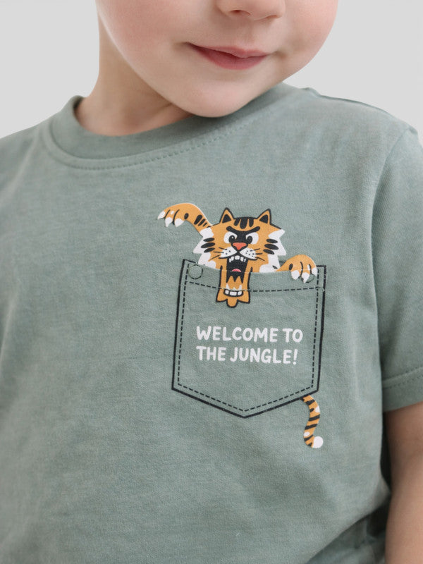Boys Giraffe Print Cotton Pajama Set “ T-Shirt & Shorts Nightwear